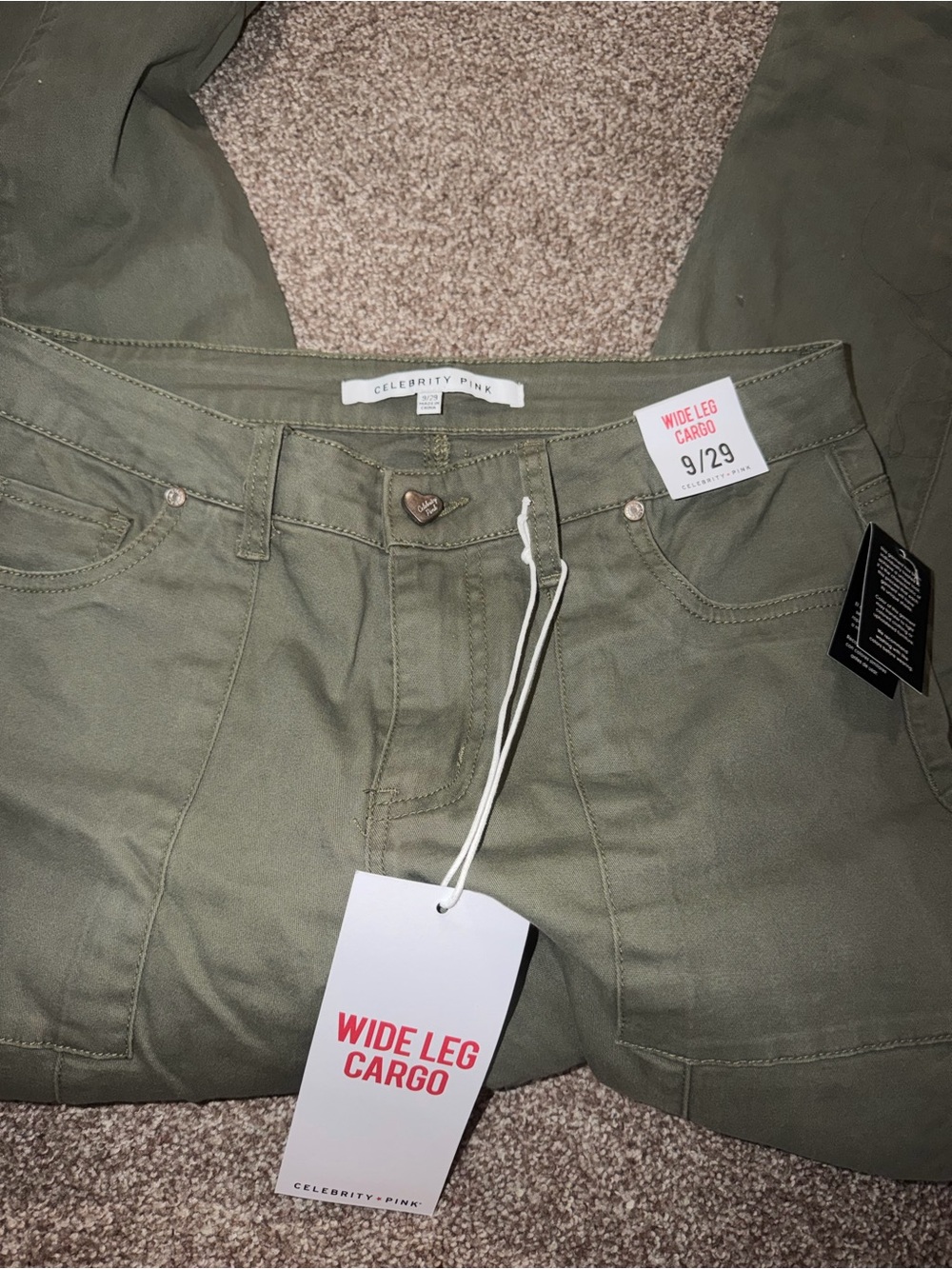 Celebrity Pink Olive Cargo Wide Leg Pants
